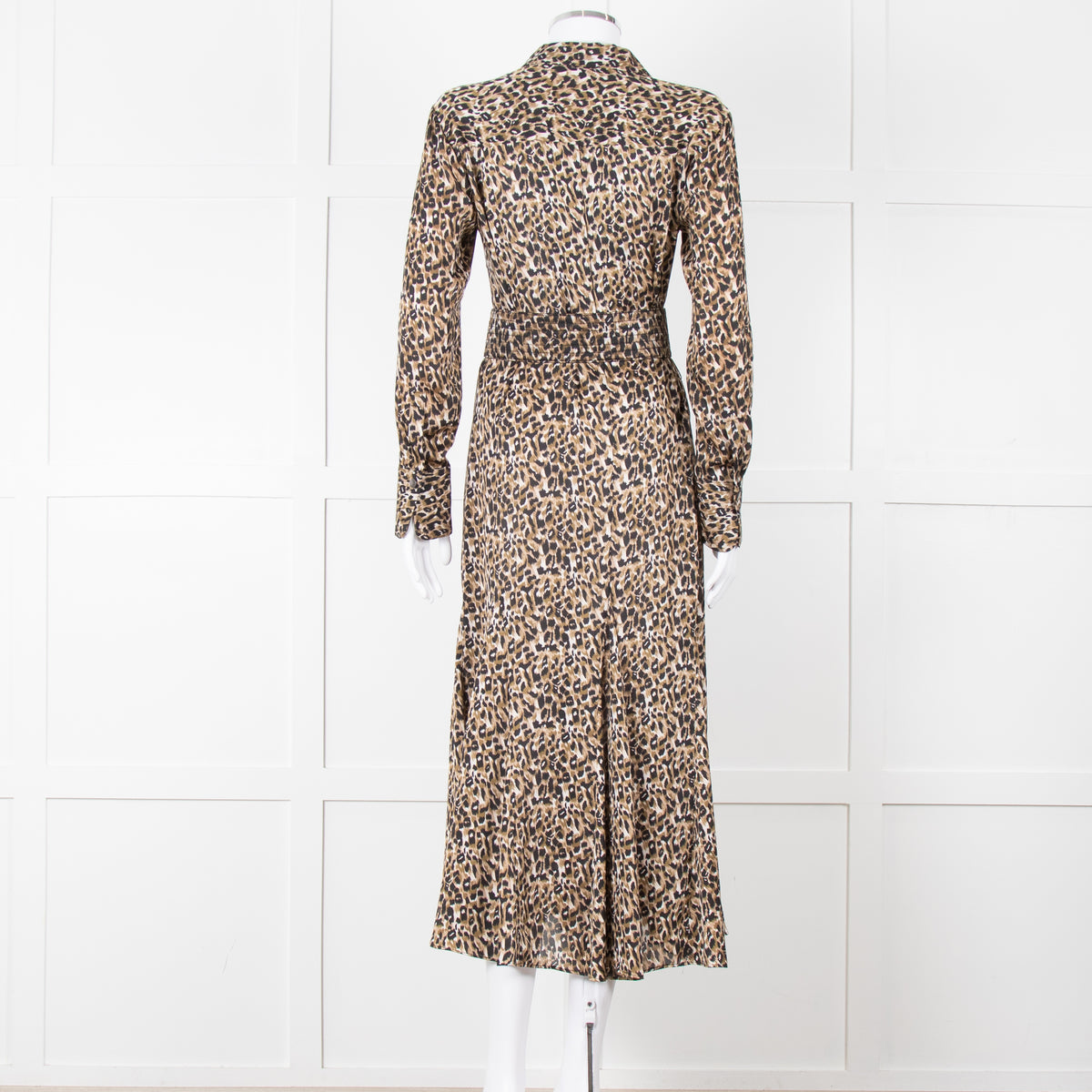 Equipment Satin Animal Print Shirt Dress with Belt