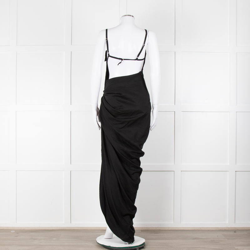 Jacquemus Black Side Ruched Le Papier Dress
