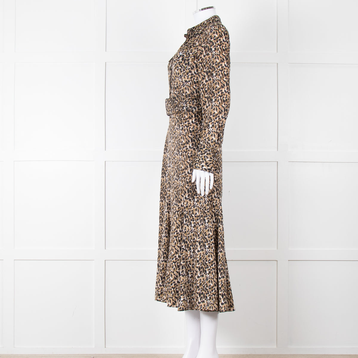 Equipment Satin Animal Print Shirt Dress with Belt