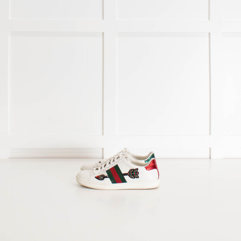 Gucci Crystal Arrow Ace Trainers