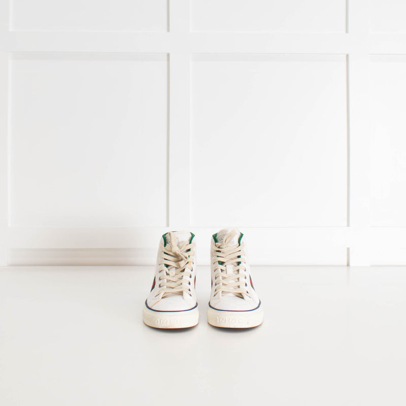 Gucci White Logo High Top Canvas Trainers