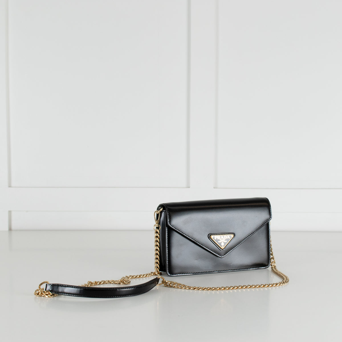 Prada Black Vitello Move Mini Chain Crossbody
