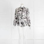 Boutique Moschino Black And White Floral Sheer Print Blouse