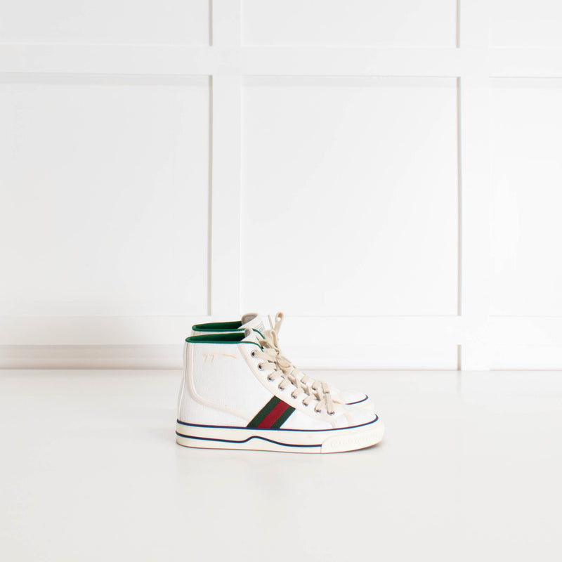 Gucci White Logo High Top Canvas Trainers