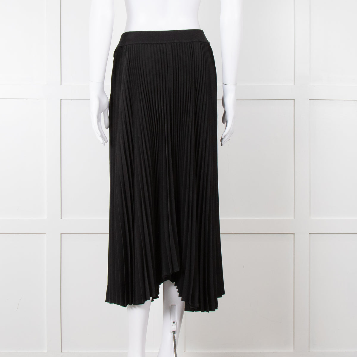 Senlis Black Plisse Midi Skirt with Elasticated Waist