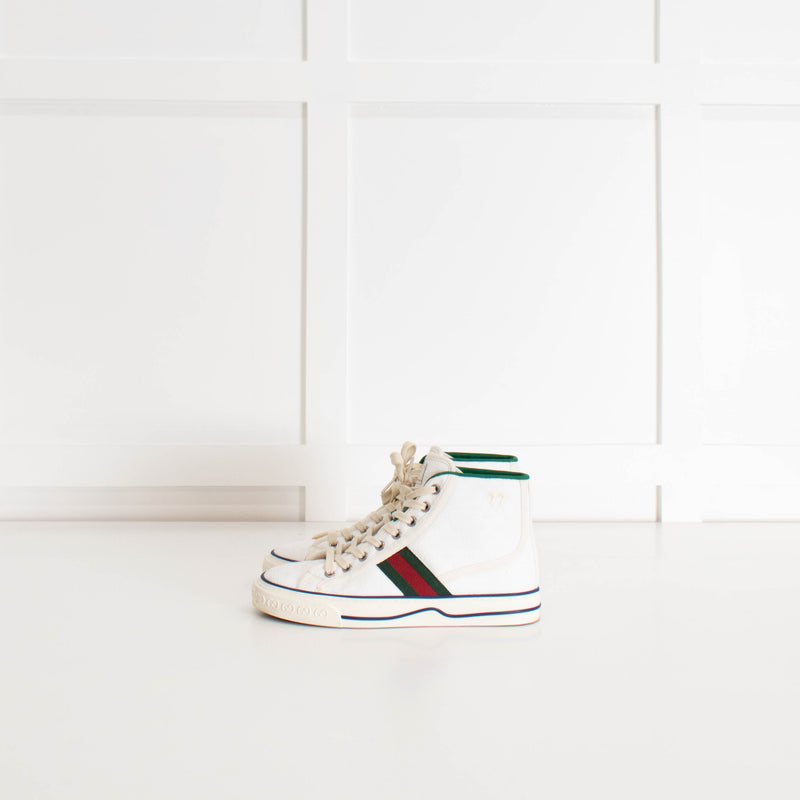 Gucci White Logo High Top Canvas Trainers