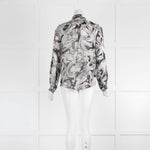 Boutique Moschino Black And White Floral Sheer Print Blouse