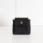 Chanel Black Canvas Camellia Bucket Bag