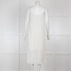 Maje Cream Plisse Spaghetti Strap Dress