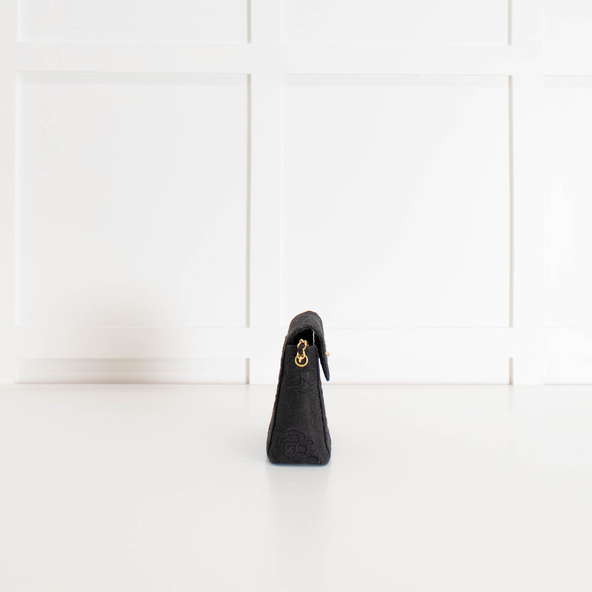 Chanel Black Canvas Camellia Bucket Bag