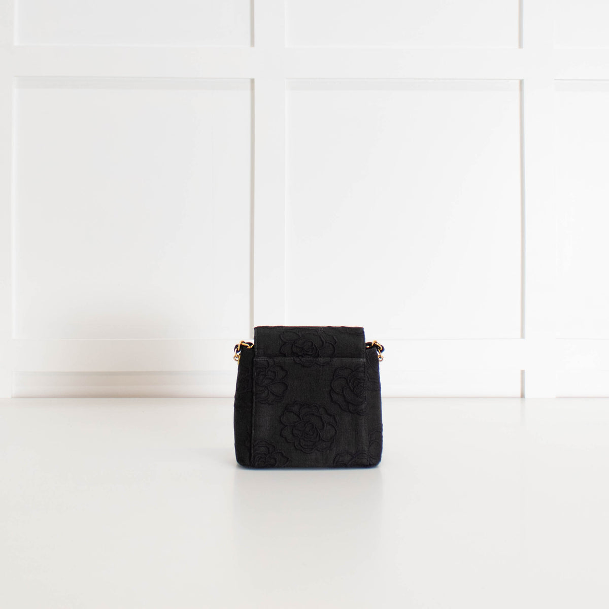 Chanel Black Canvas Camellia Bucket Bag