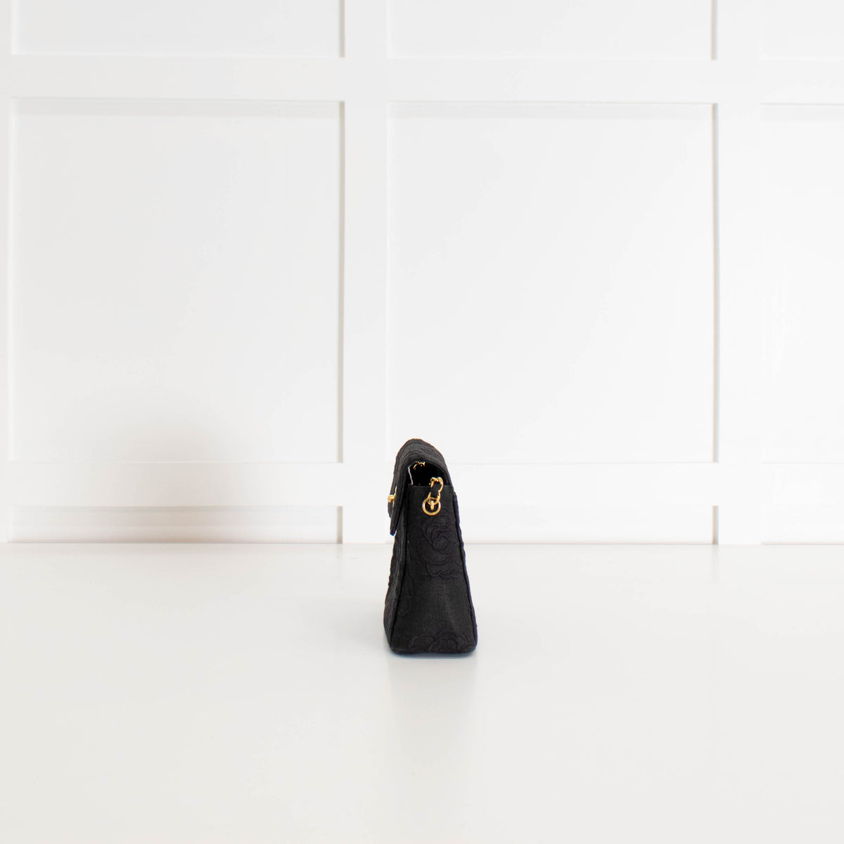 Chanel Black Canvas Camellia Bucket Bag