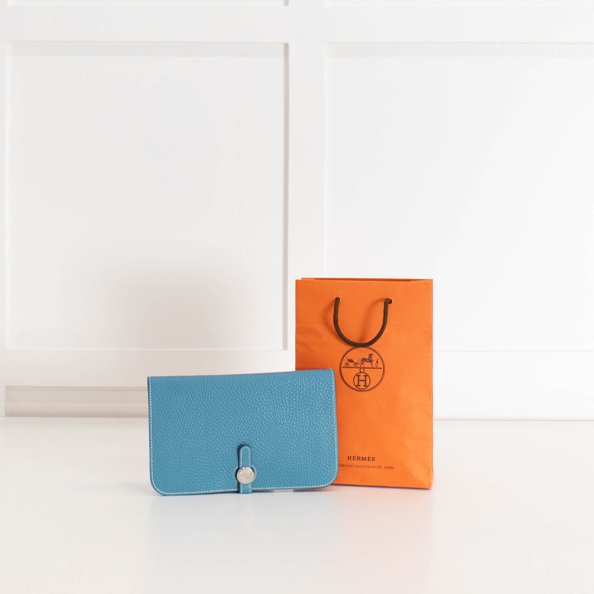 Hermes Blue Togo Leather GM Dogon Duo Wallet