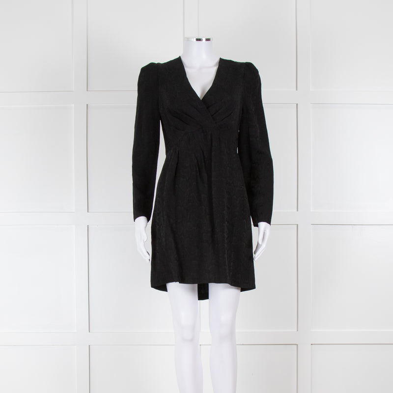 Sandro Black On Black Animal Print Sleeved Dress