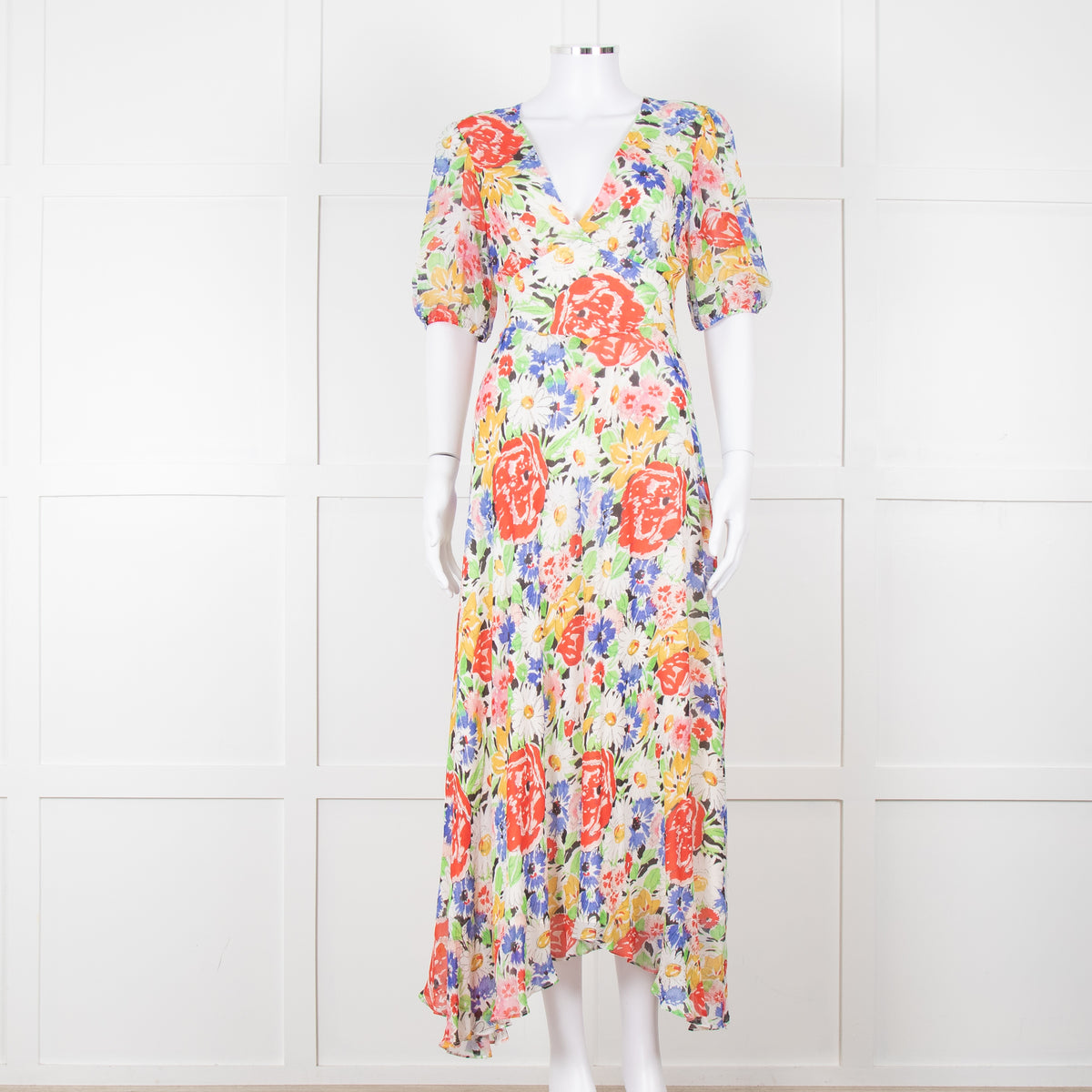 Rixo Sketchy Floral Corrine Midi Dress