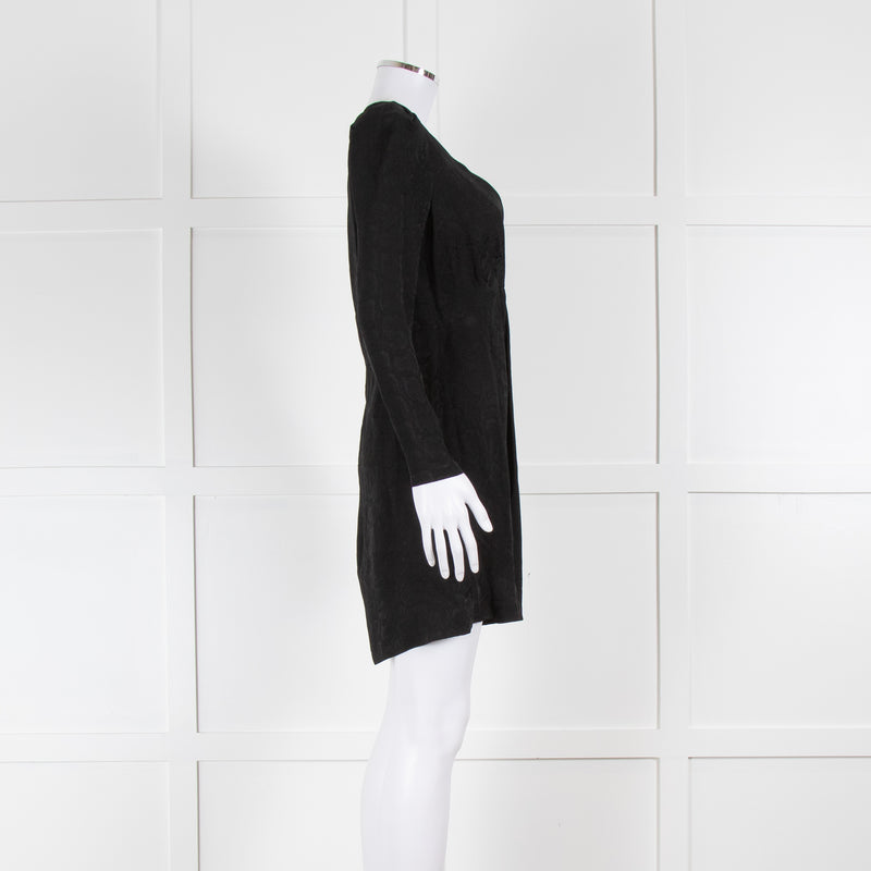 Sandro Black On Black Animal Print Sleeved Dress
