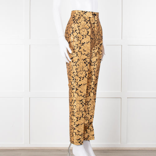 Dolce & Gabbana Gold and Black Brocade Tailored Trousers