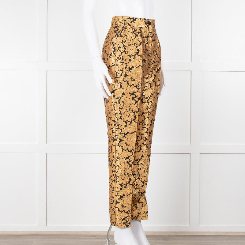 Dolce & Gabbana Gold and Black Brocade Tailored Trousers