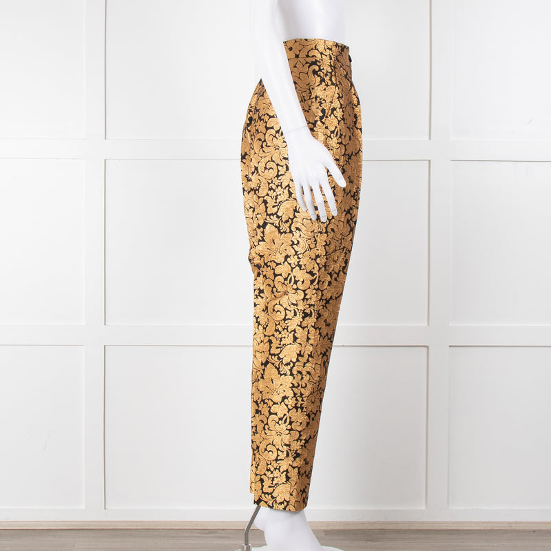 Dolce & Gabbana Gold and Black Brocade Tailored Trousers