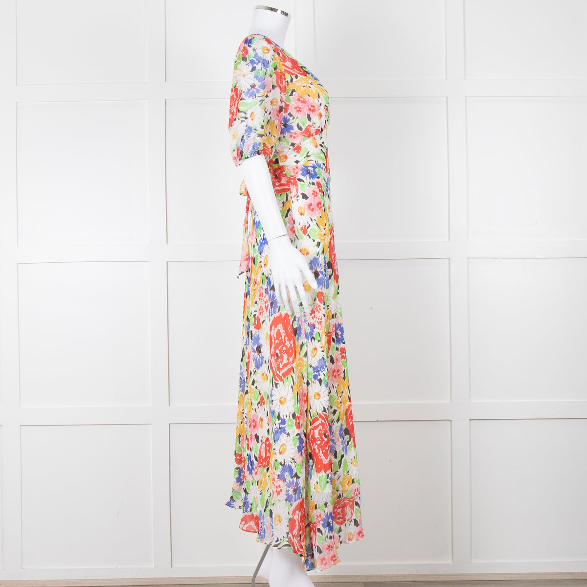 Rixo Sketchy Floral Corrine Midi Dress