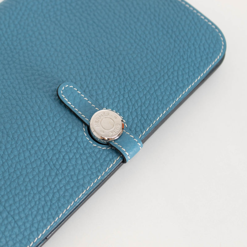 Hermes Blue Togo Leather GM Dogon Duo Wallet