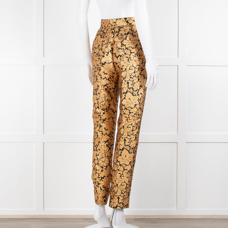Dolce & Gabbana Gold and Black Brocade Tailored Trousers