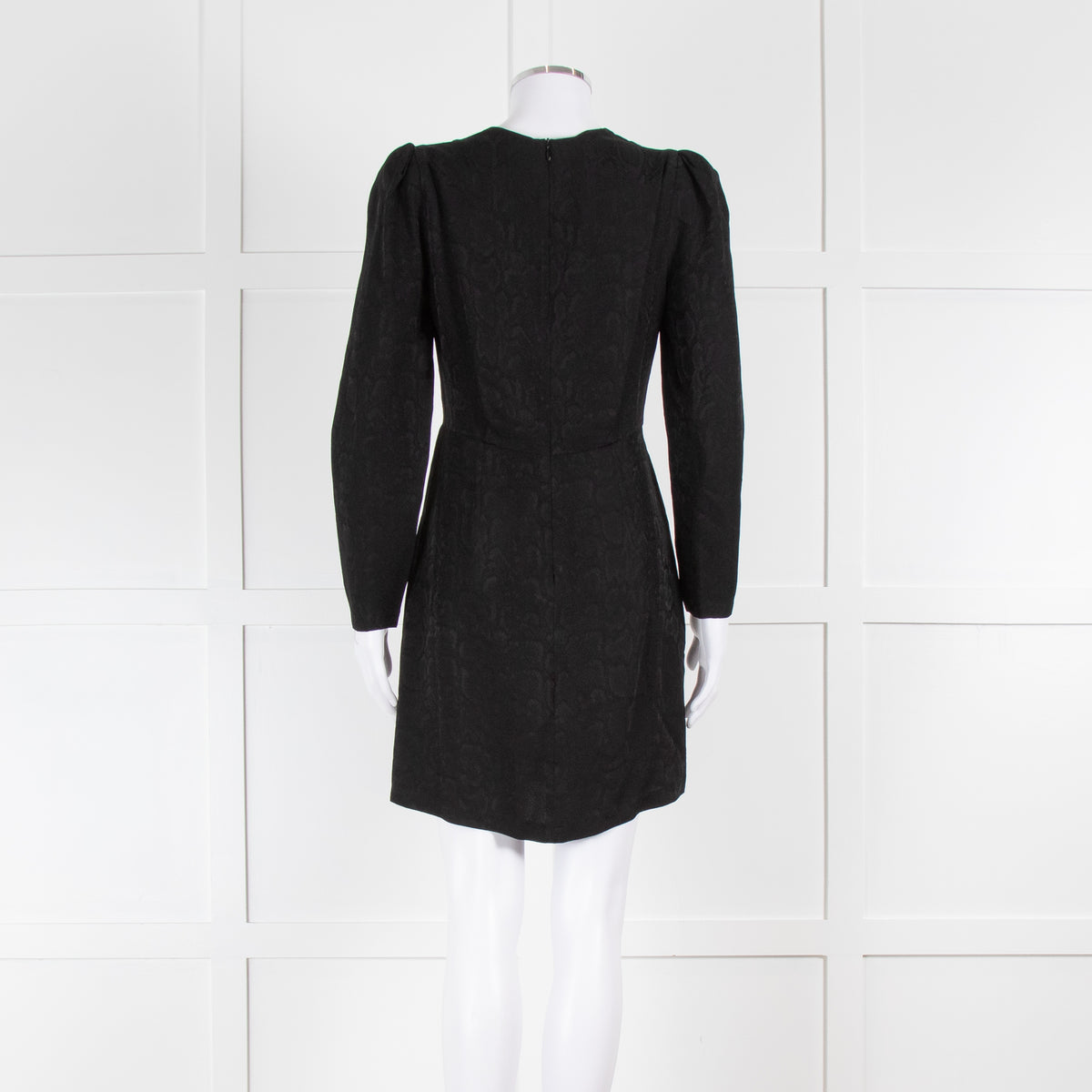 Sandro Black On Black Animal Print Sleeved Dress