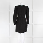 Sandro Black On Black Animal Print Sleeved Dress