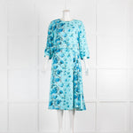 Peter Pilotto  Turquoise Blue Textured Belted Midi Dress
