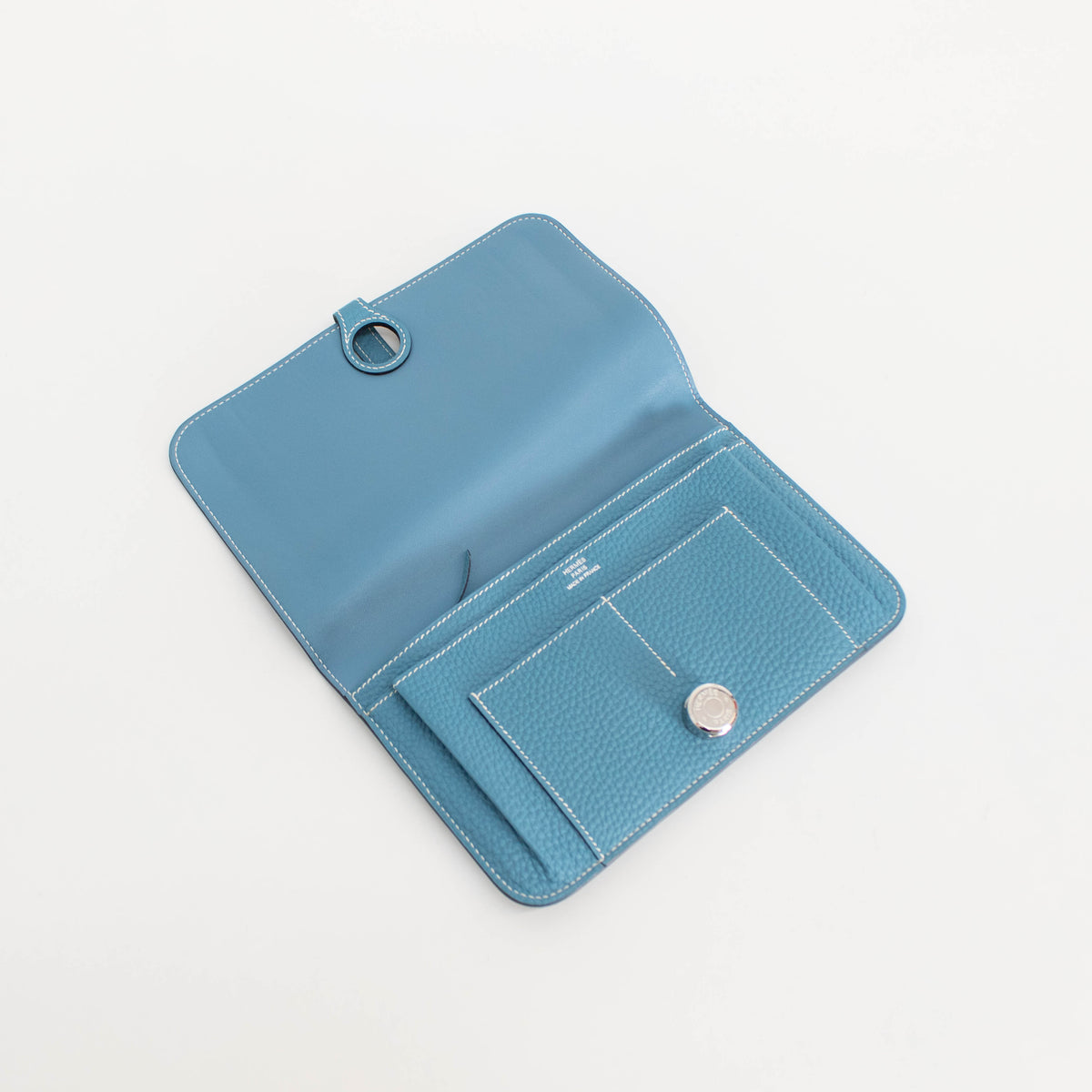 Hermes Blue Togo Leather GM Dogon Duo Wallet