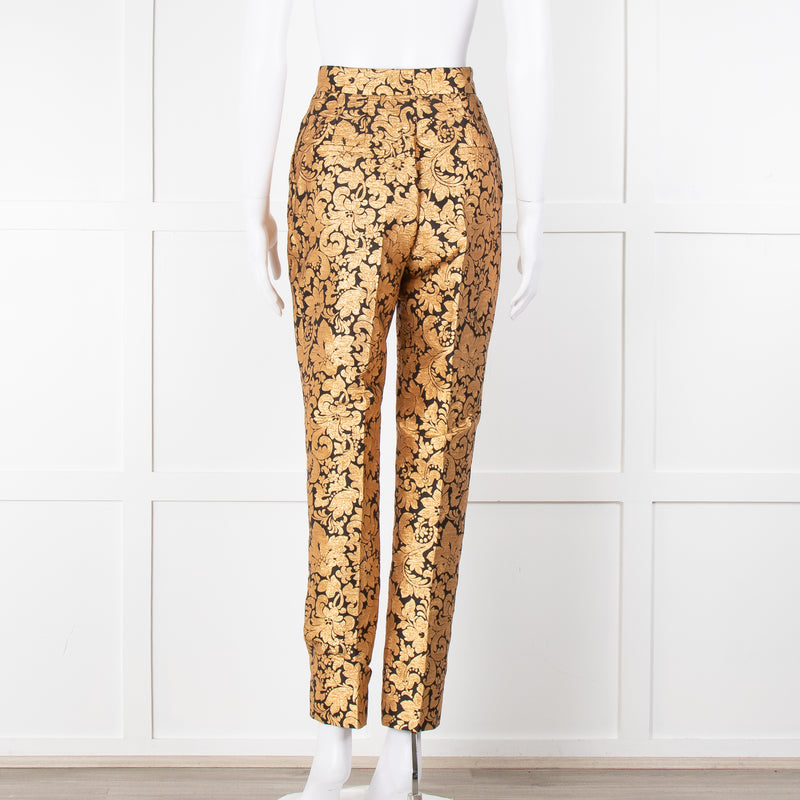 Dolce & Gabbana Gold and Black Brocade Tailored Trousers
