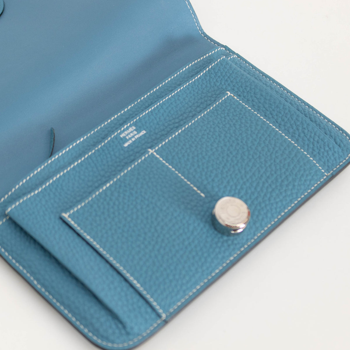Hermes Blue Togo Leather GM Dogon Duo Wallet