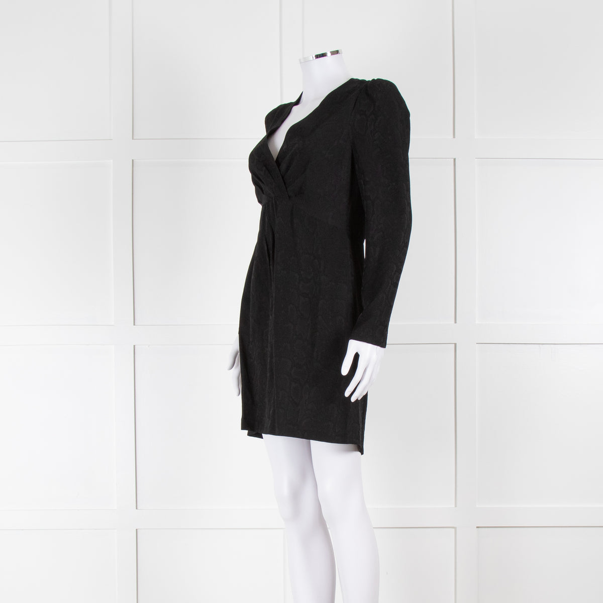 Sandro Black On Black Animal Print Sleeved Dress