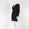 Sandro Black On Black Animal Print Sleeved Dress