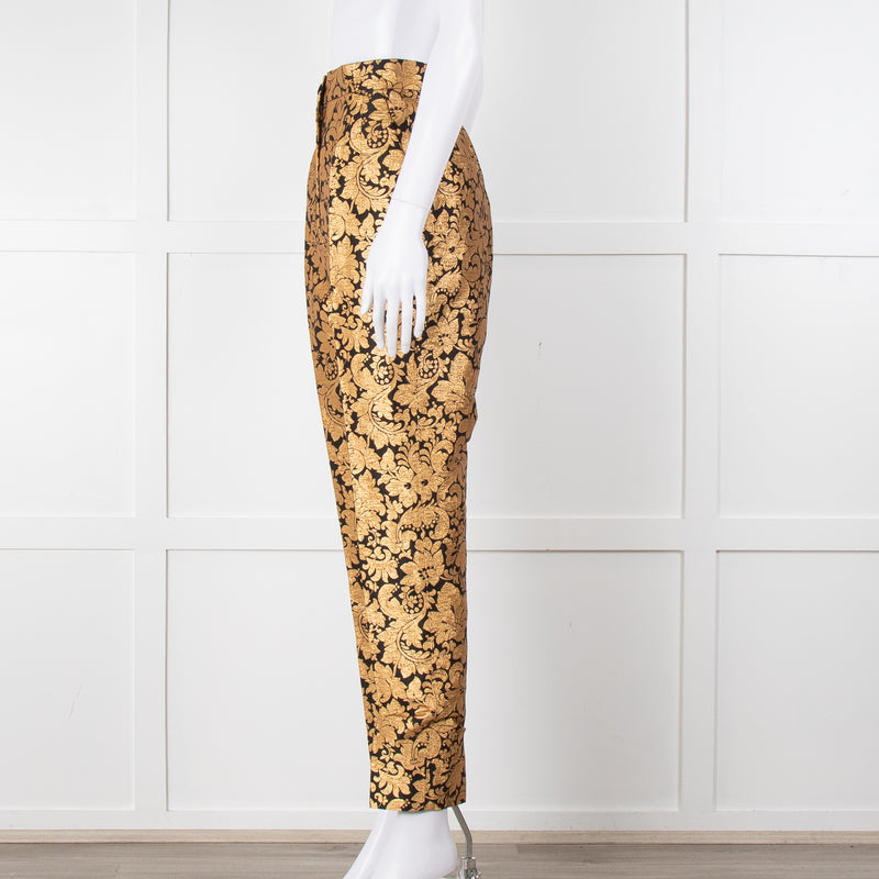 Dolce & Gabbana Gold and Black Brocade Tailored Trousers