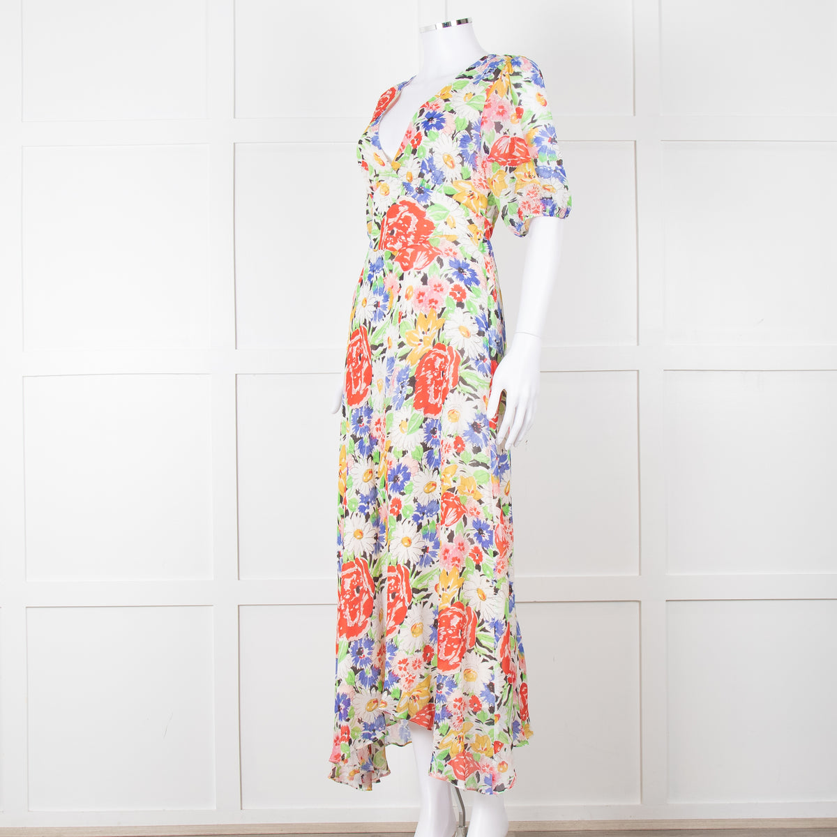 Rixo Sketchy Floral Corrine Midi Dress