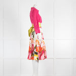 Sara Roka Pink Cotton Colour Block Sash Dress