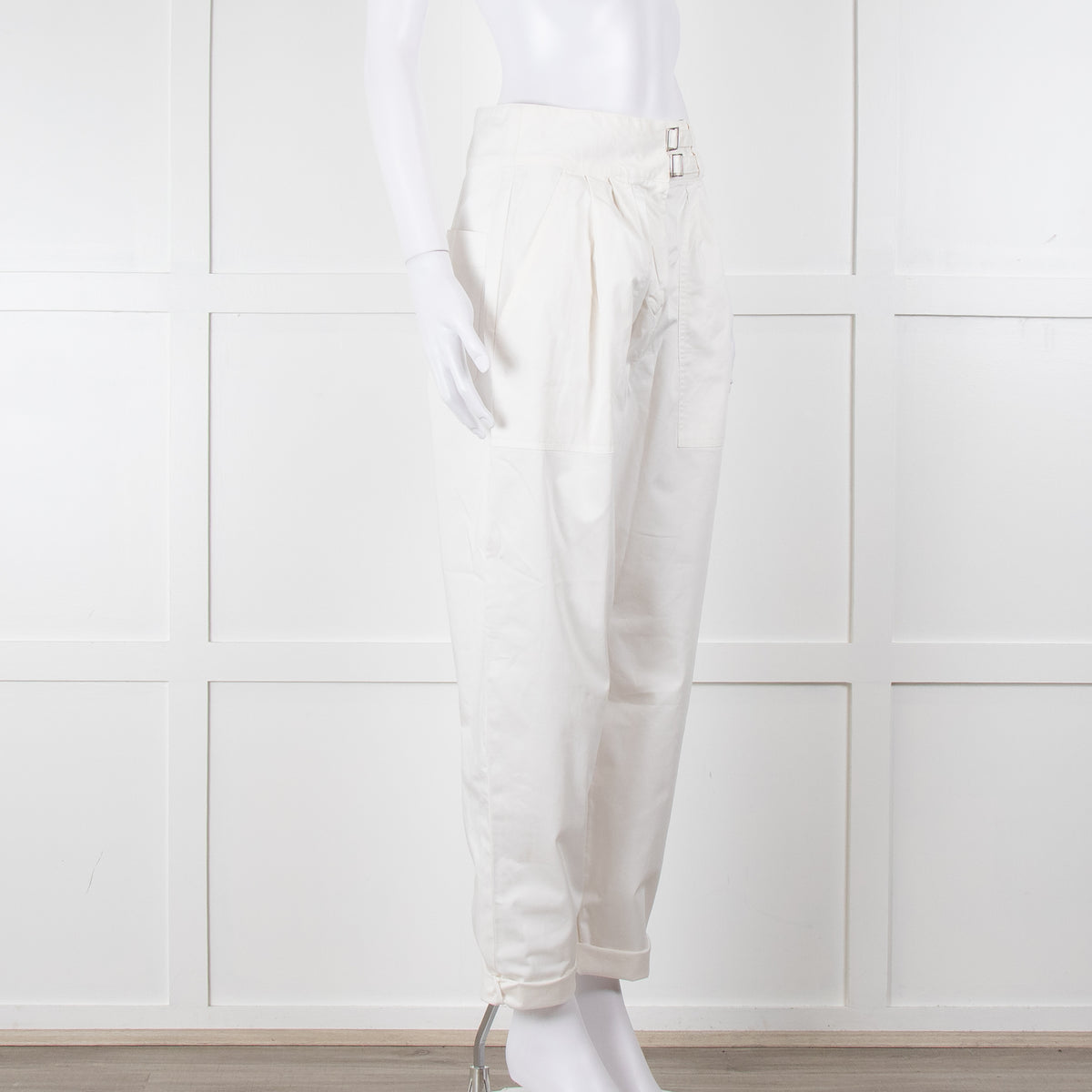 Nili Lotan White Cotton Barrel Trousers