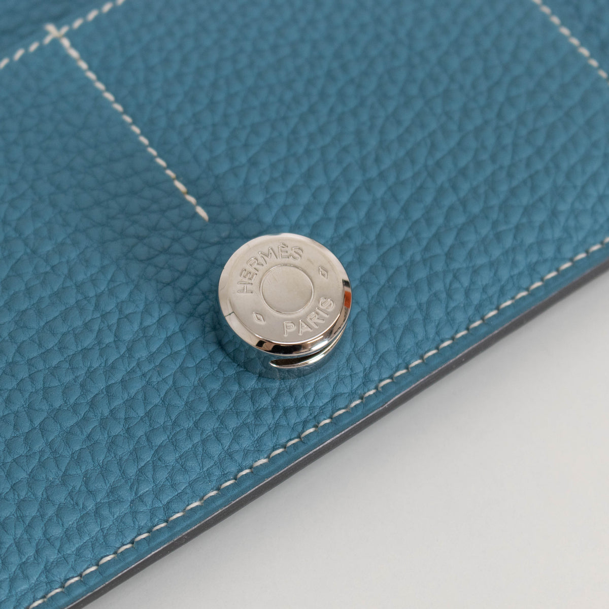 Hermes Blue Togo Leather GM Dogon Duo Wallet