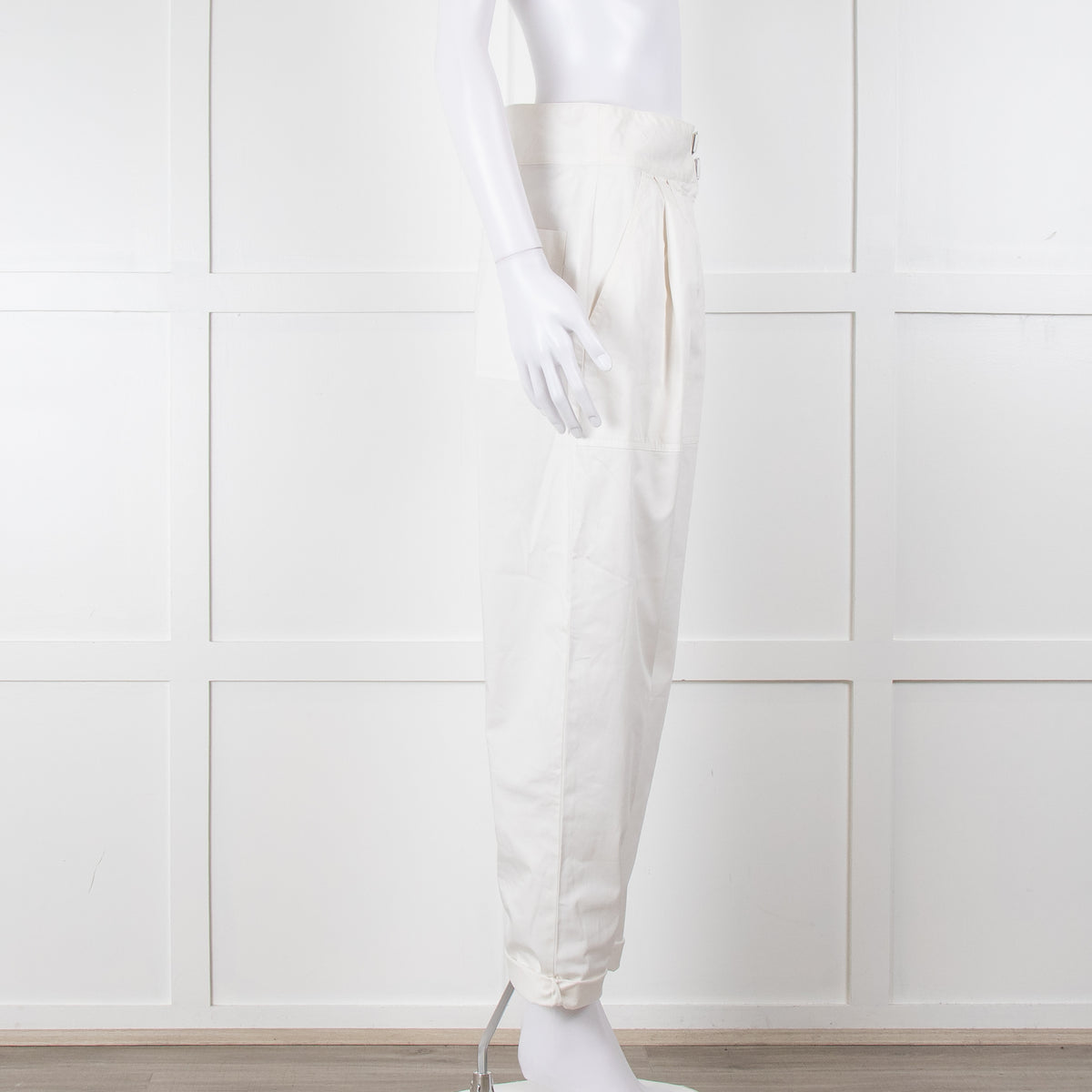 Nili Lotan White Cotton Barrel Trousers