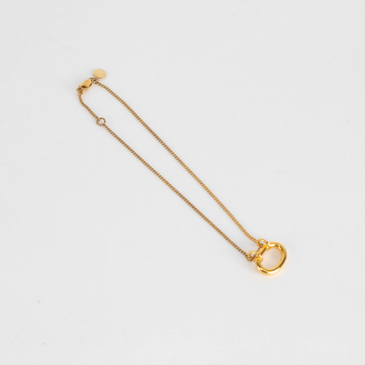 Otiumberg Gold Plated Delicate Chain Anklet With Hoop Charm