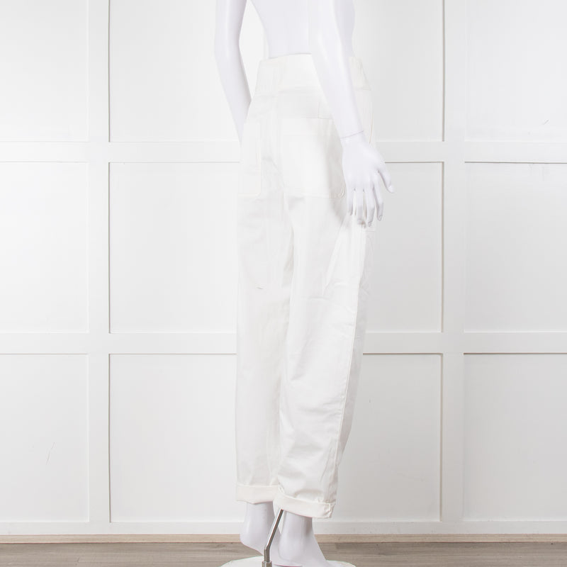 Nili Lotan White Cotton Barrel Trousers
