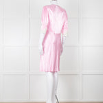 Rixo Pink Satin Lace Trimmed Bias Cut Mini Dress
