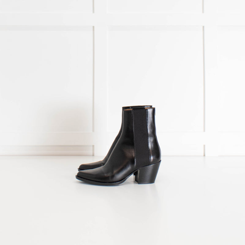 Maje Black Leather Heeled Ankle Boots