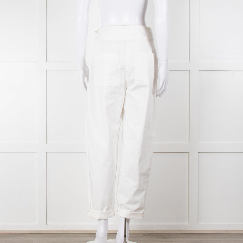 Nili Lotan White Cotton Barrel Trousers