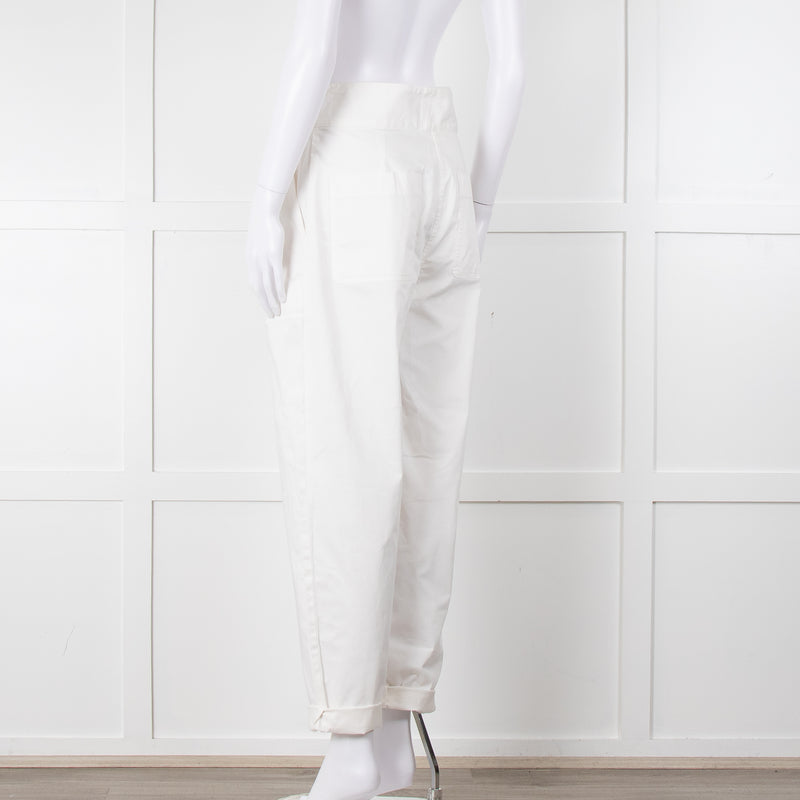 Nili Lotan White Cotton Barrel Trousers