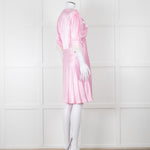 Rixo Pink Satin Lace Trimmed Bias Cut Mini Dress