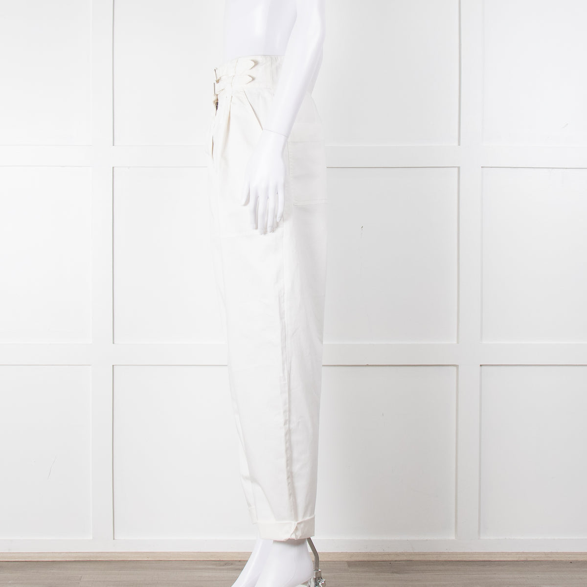 Nili Lotan White Cotton Barrel Trousers