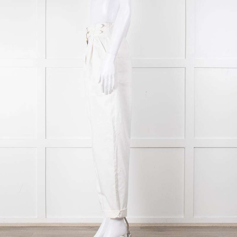 Nili Lotan White Cotton Barrel Trousers