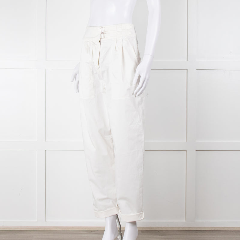 Nili Lotan White Cotton Barrel Trousers